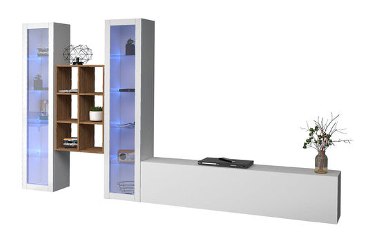 Parete Attrezzata Soggiorno 320x30x180 cm Maruska n°18 Bianco Lucido