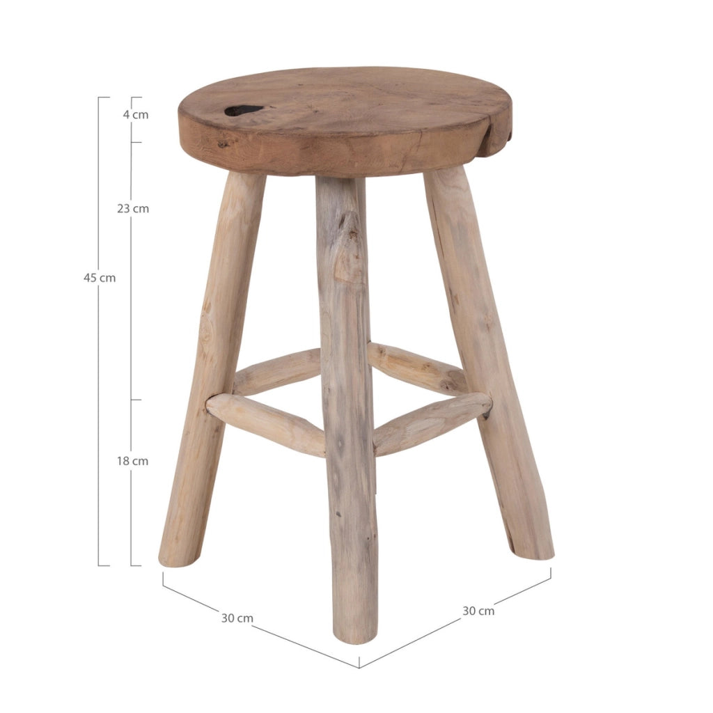 Sgabello Basso Badia, Marrone, Legno, 30x30x45 cm