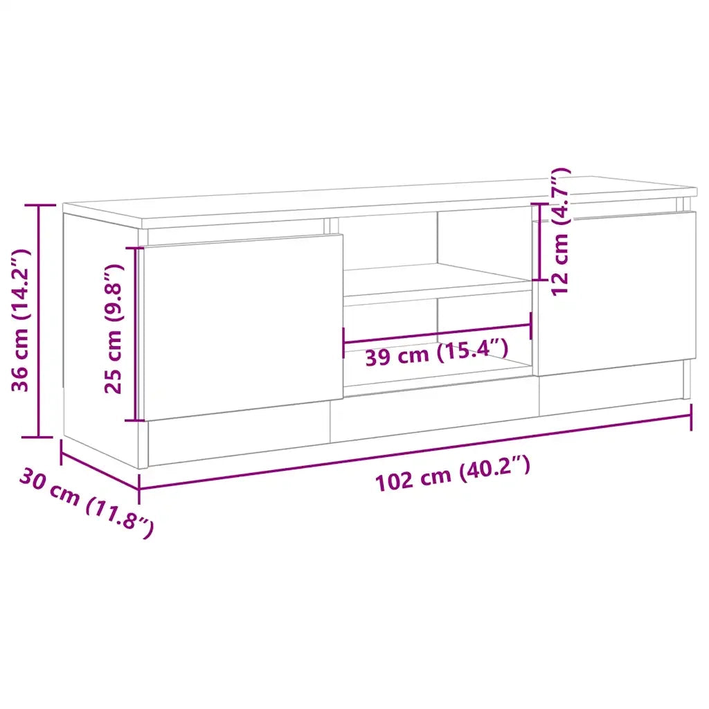 Mobile TV | Armadietto TV | Mobile Porta TV Rovere Artigianale 102x30x36 cm Multistrato