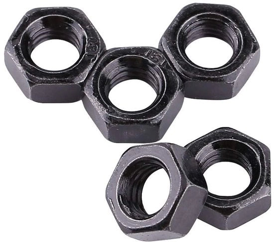 Set di viti a 5 gomiti 100 pezzi - Acciaio al carbonio zincato - DIN 934 - M2/M2.5/M3/M4/M5 - Classe 8.8 - Nero - Viti a gomiti