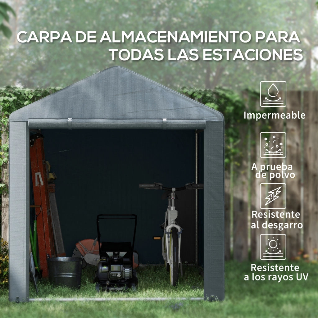 Carpa per Biciclette e Motocicli 1,6x2,2x1,7 m ¨C zephmum ¨C Grigio Impermeabile 2 Stanze