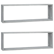 Mensole Cubo Muro | Mensola a parete 2 Grigio Sonoma 80x15x26,5 Legno Multistrato