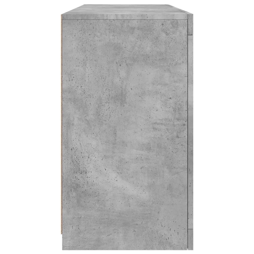 Credenza con Luci LED-Buffet-Armadio da cucina Grigio Cemento 142,5x37x67 cm 290035