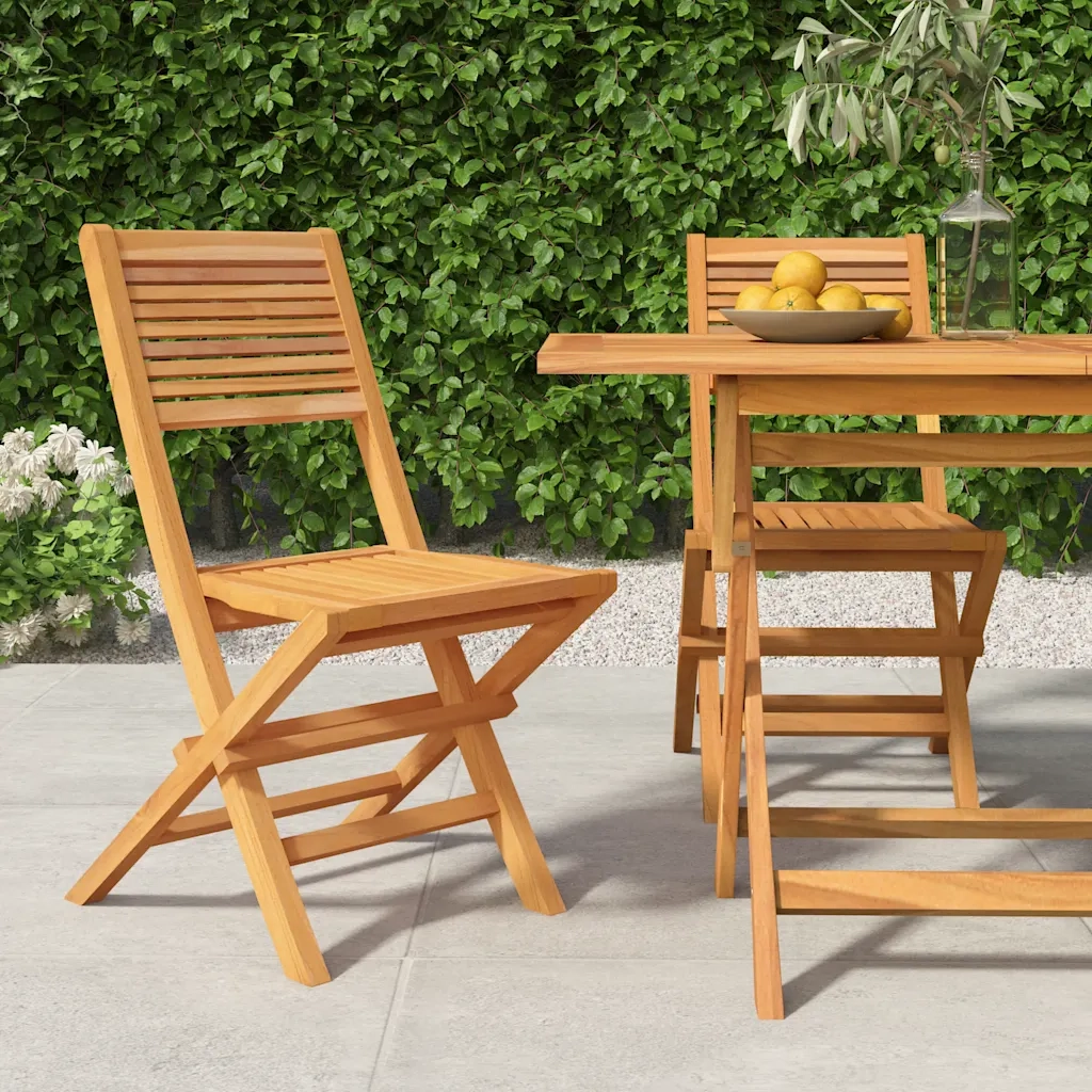 Sedie da Giardino Pieghevoli 2 pz | Sedie da Esterno 47x62x90cm Legno Massello Teak
