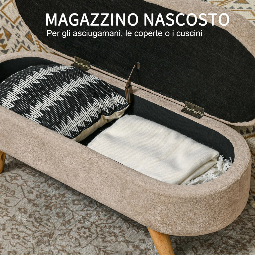 Panca Letto Imbottita con Contenitore ¨C zephmum ¨C Beige Legno 110x40x43 cm