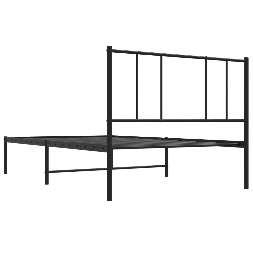 Letto singolo | Letto per adulti | Giroletto con Testiera Metallo Nero 100x200 cm