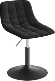 Sgabello da trucco Sedia Alta da Cucina sgabello cucina con Schienale Altezza Regolabile Girevole 360° in Velluto Nero, 38-49.5cm, BH300sz-1