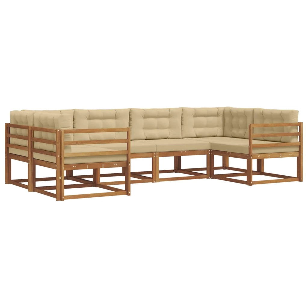 Set di divani da esterno con cuscino 6 pcs Naturale e Beige