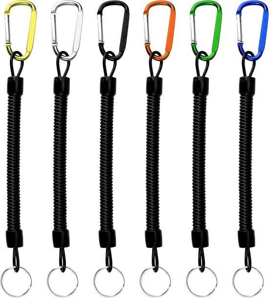 Sistema di appoggio per chiavi a spirale con anello di lancio - Estendibile fino a 120 cm - Manico a quattro vie per vistangoli - Accessori per campeggio e caccia - Cordino per chiavi con meccanismo estensibile - Prevenzione di perdita delle chiavi