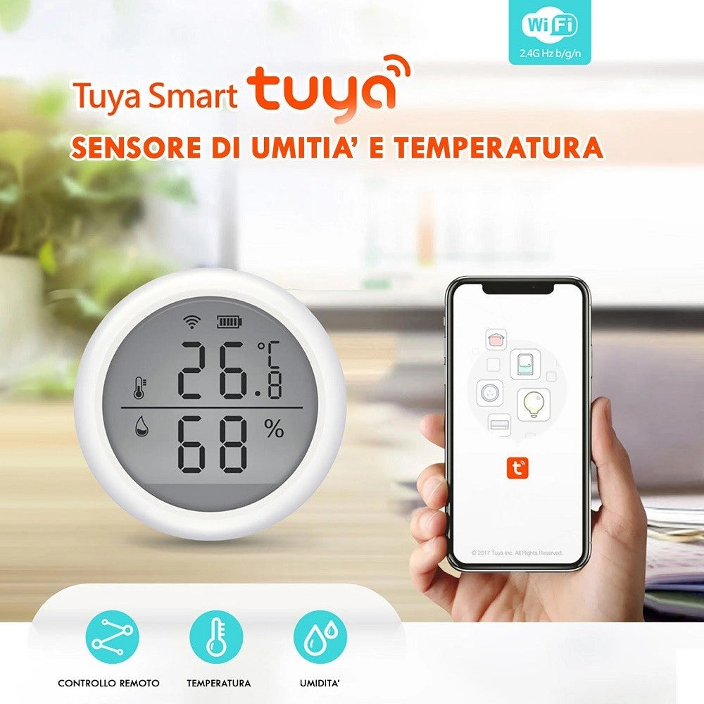 Trade Shop - Termometro Smart Wifi Sensore Temperatura Umidita App Ifttt Smart Life Alexa Google -