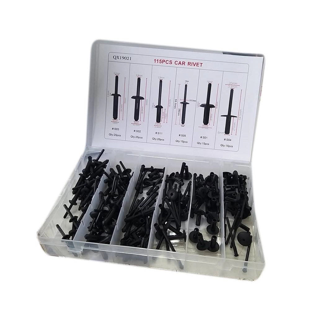 Trade Shop - Kit 115 Pz Plastica Trim Clip Rivetti Clip Fermi Di Spinta Auto Paraurti Porta -