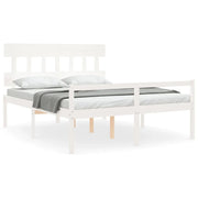 Letto matrimoniale | Letto per adulti | Letto per Anziani con Testiera Bianco 160x200 cm Legno Massello