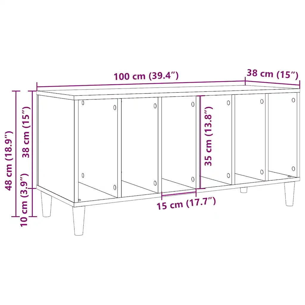 Mobile Porta Dischi Legno Antico 100x38x48 cm Legno Multistrato 857167