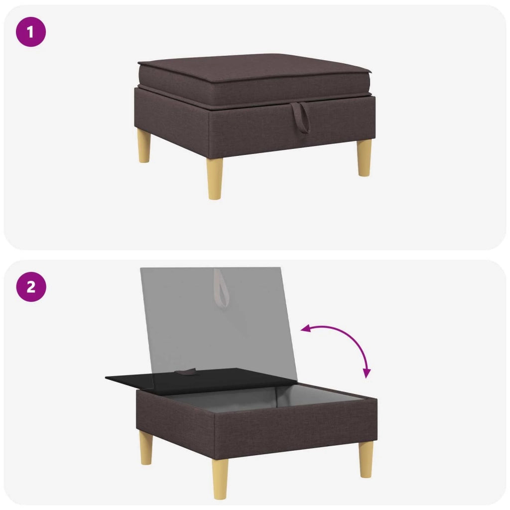 Pouf con Storage Marrone Scuro Tessuto 42027126