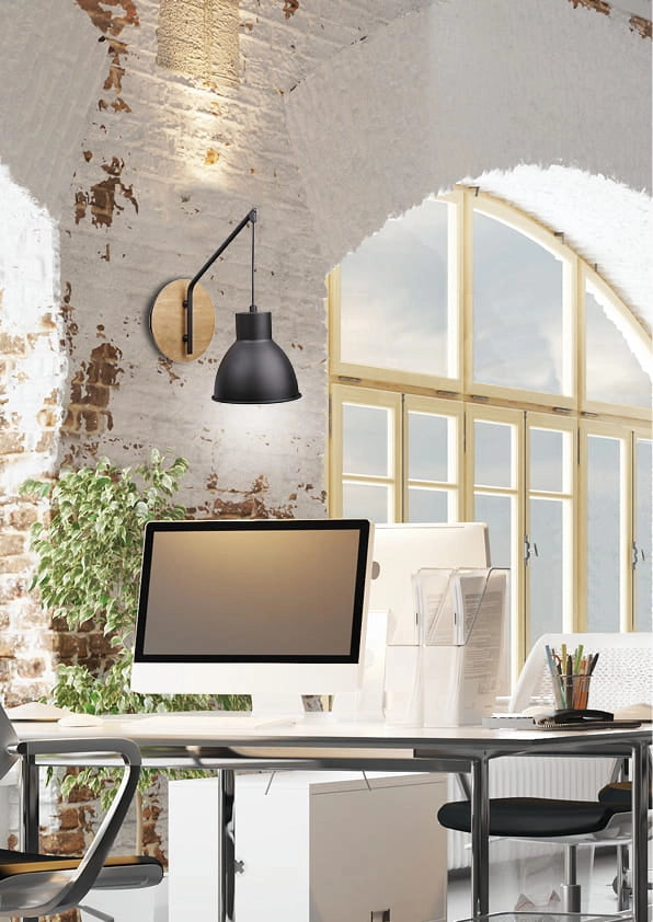 Applique moderna Candellux Vario nero/legno E27 60W IP20