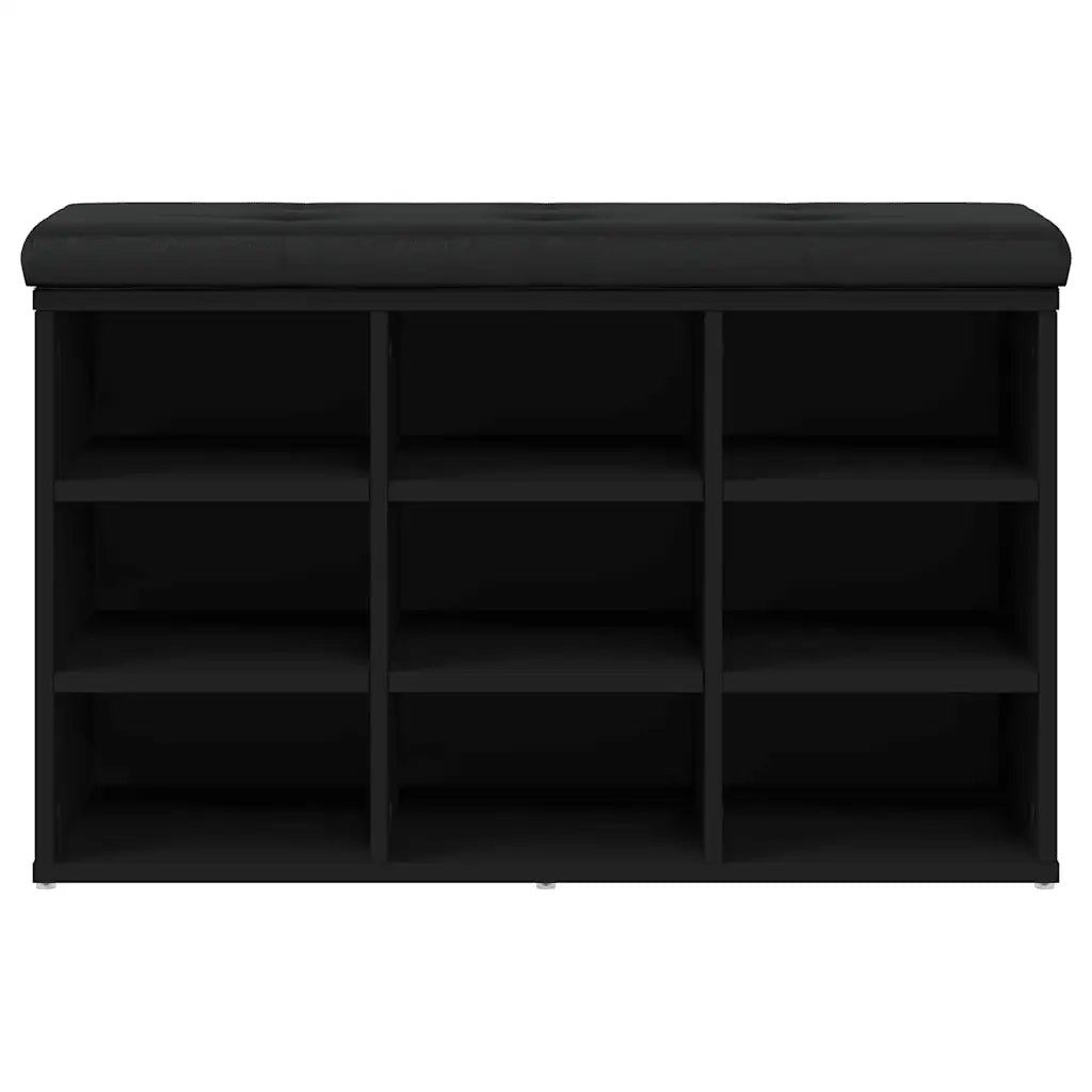 Panca Porta Scarpe Nera 82x32x50 cm in Legno Multistrato 835104