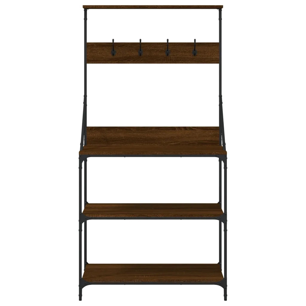 Mensola da cucina-Scaffale Cucina Ganci 4Ripiani Rovere Marrone Legno Multistrato