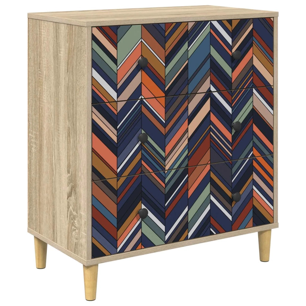 Cassettiera OMMEN Stampa geometrica 66 x 36,5 x 75 cm Sonoma 8007359