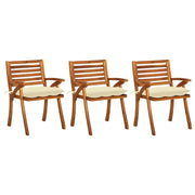 Sedie da Pranzo da Giardino con Cuscini 3 pz Massello di Acacia cod mxl 7468