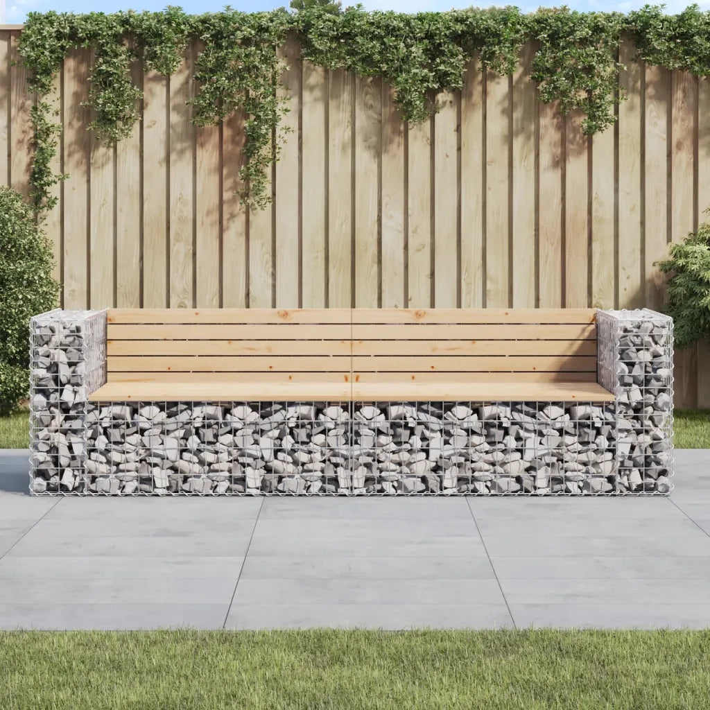 Panca Giardino Design Gabbione-Sgabello-Panca da esterno 244x71x65,5 cm Massello di Pino