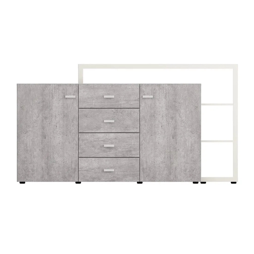 Credenza con scaffale integrato collezione BERGAMO 180cm. Colori grigio e bianco. Stile design.