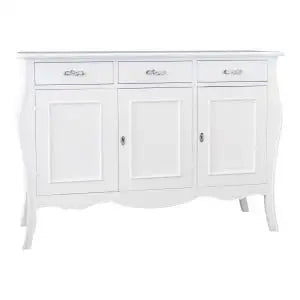Credenza sagomata Shabby chic in legno laccata bianca