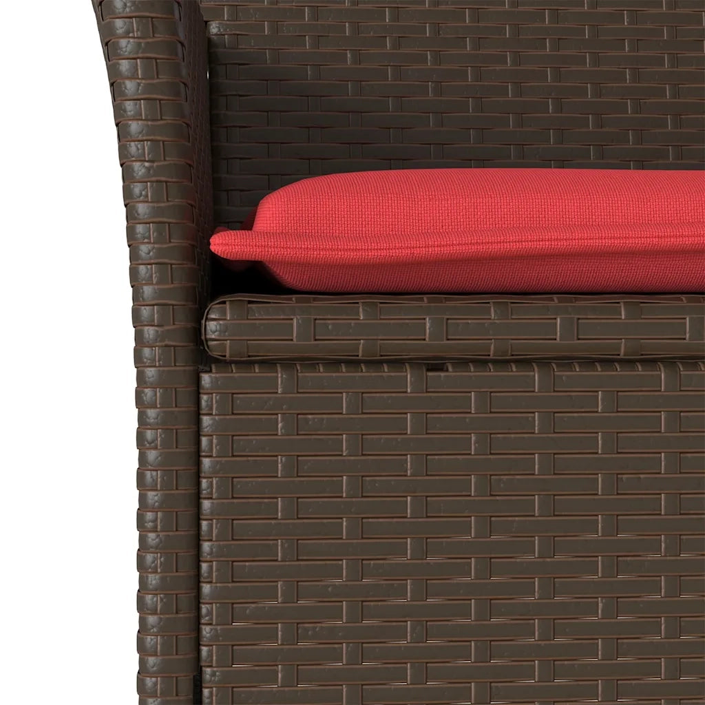 Sedie da Giardino con Cuscini 2 pz Marroni in Polyrattan