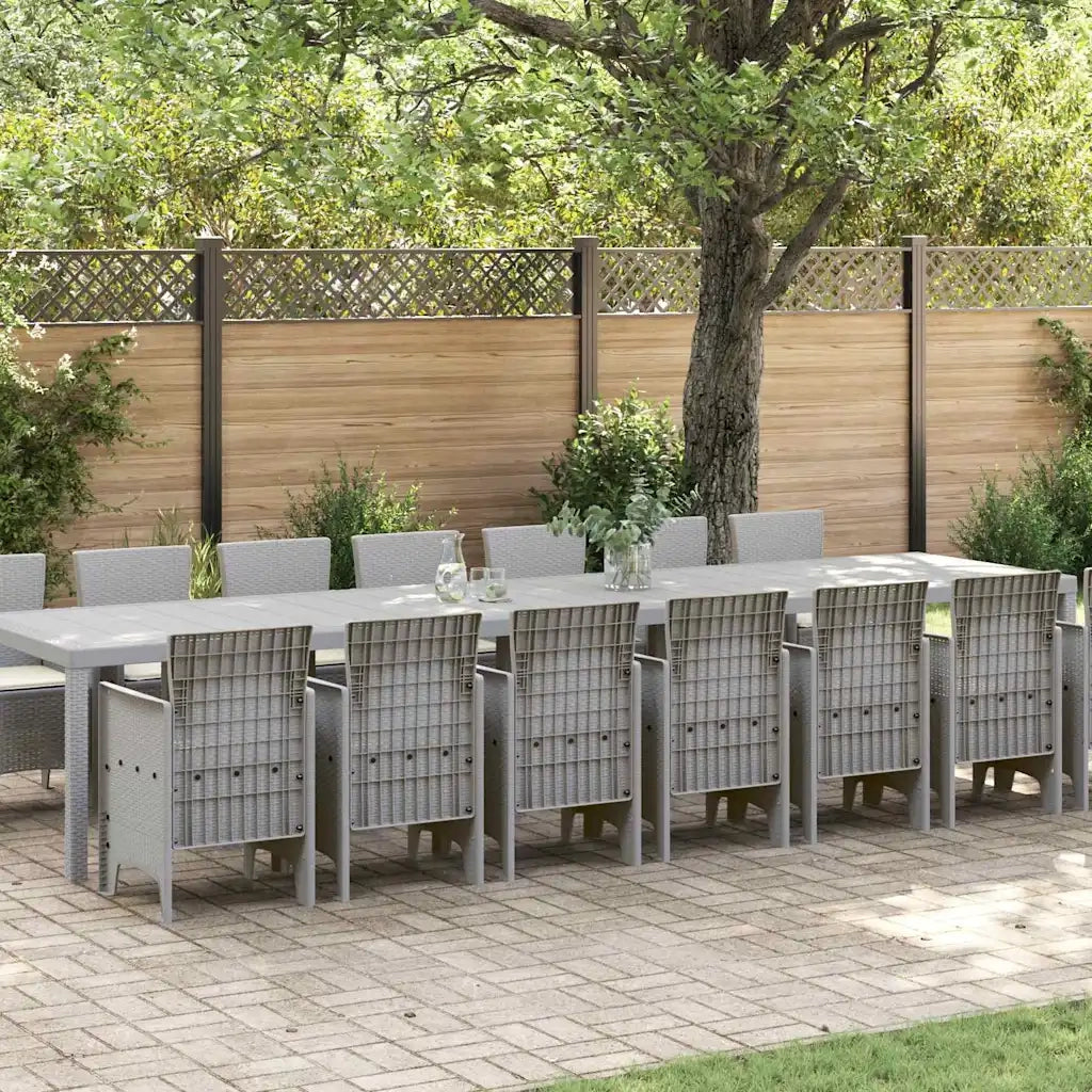 Set da pranzo da giardino con cuscini 15 pcs Grigio chiaro PP