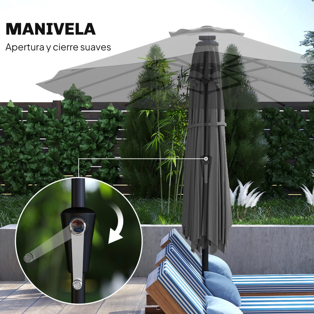 Ombrellone da Giardino 4x2 m ¨C zephmum ¨C Grigio Scuro UPF50+ 12 Stecche con 36 Luci LED