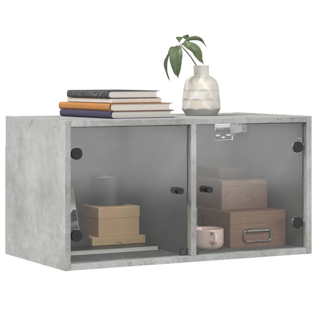 Mobile a Muro con Ante in Vetro Grigio Cemento 68,5x37x35 cm 836503