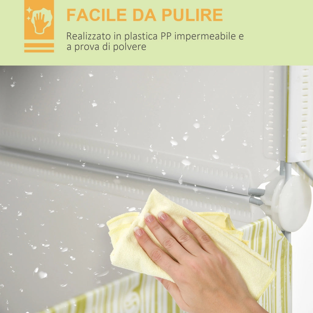 Easycomfort Mobile Scarpiera Modulare Salvaspazio, Pannelli a Cubo e Triangolo in PP e Acciaio, 145x47x196 cm, Bianco