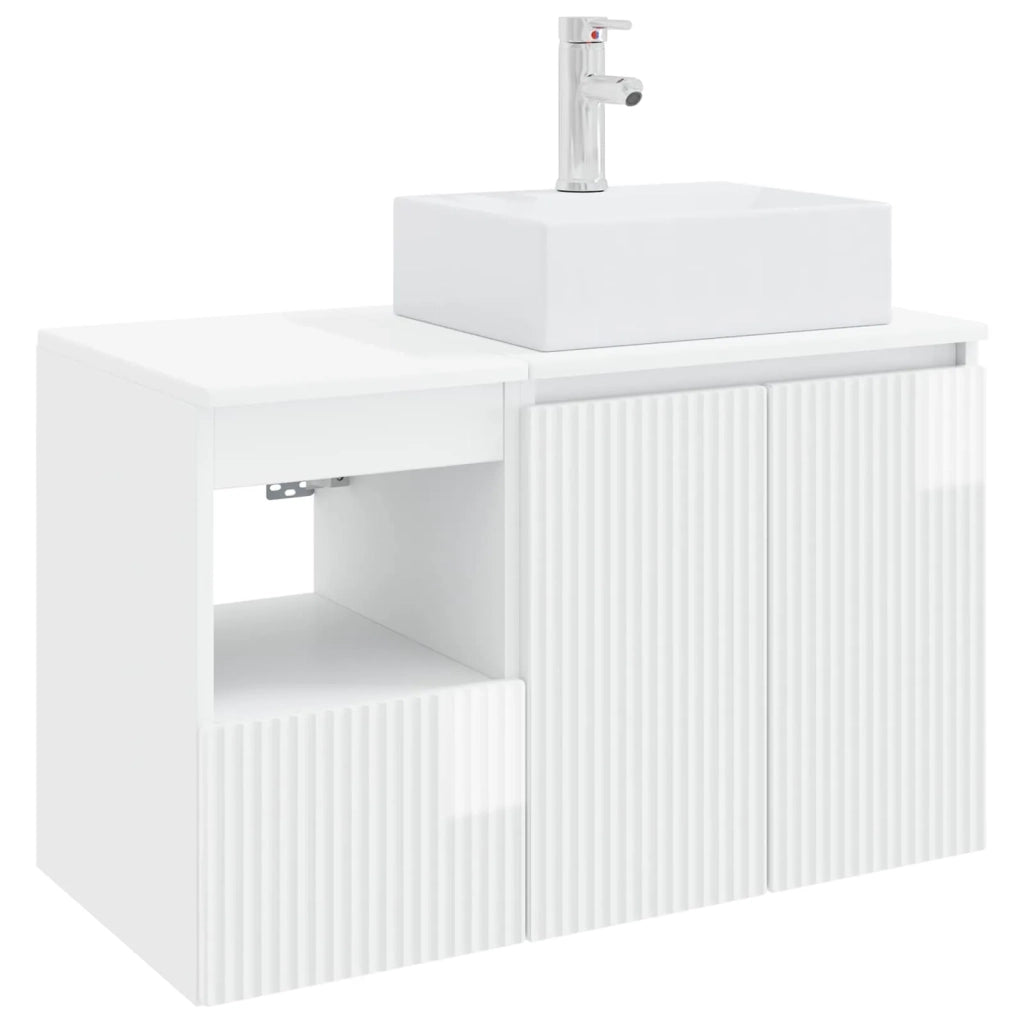Set di mobili per il bagno 2 pz Bianco Lucido 3404058