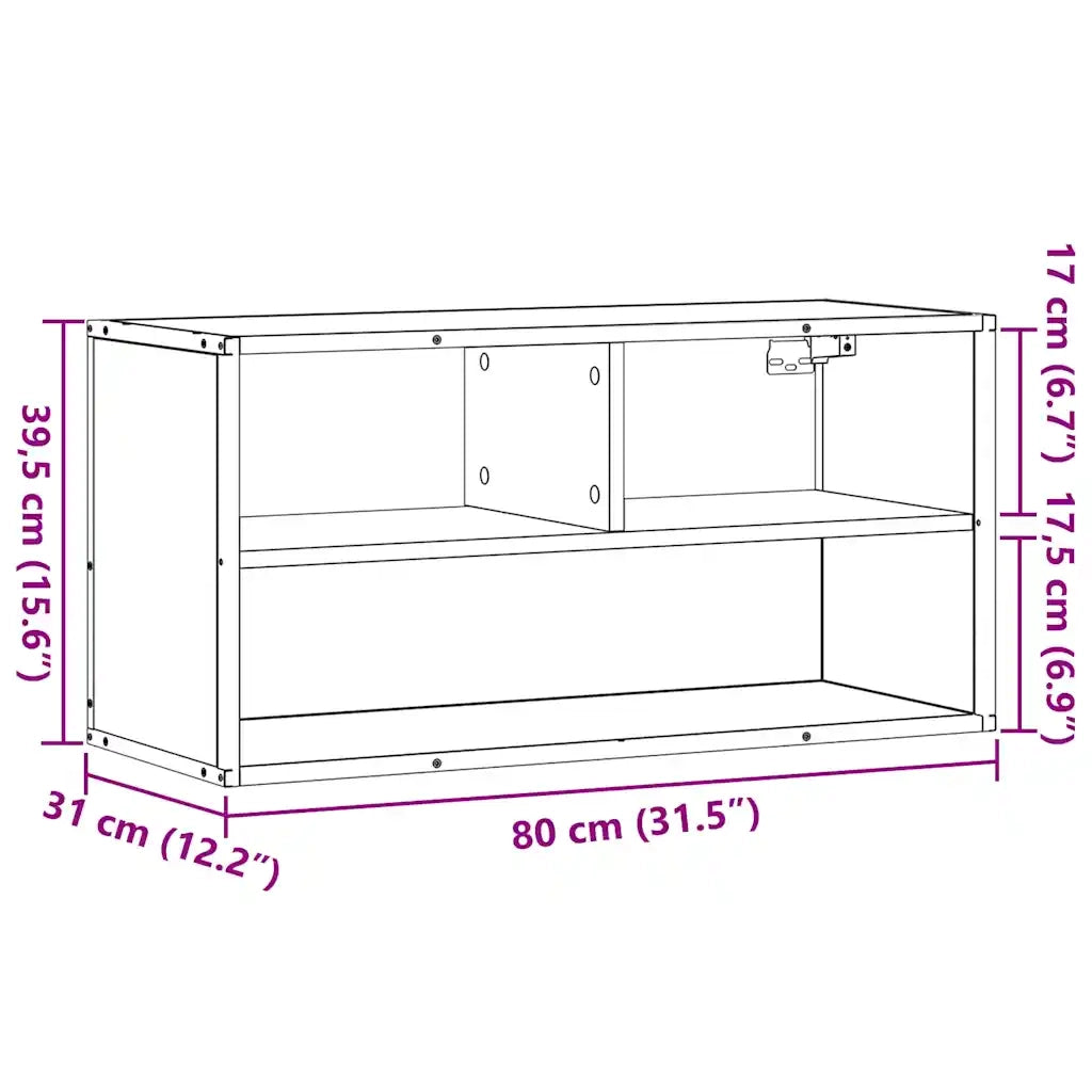 Mobile TV Rovere Sonoma 80x31x39,5 cm Legno Multistrato Metallo