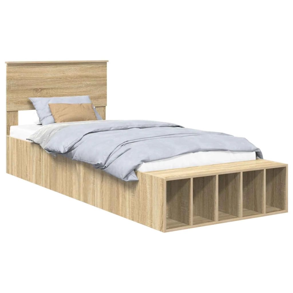 Struttura del letto Rovere Sonoma 90 x 200 cm Legno multistrato