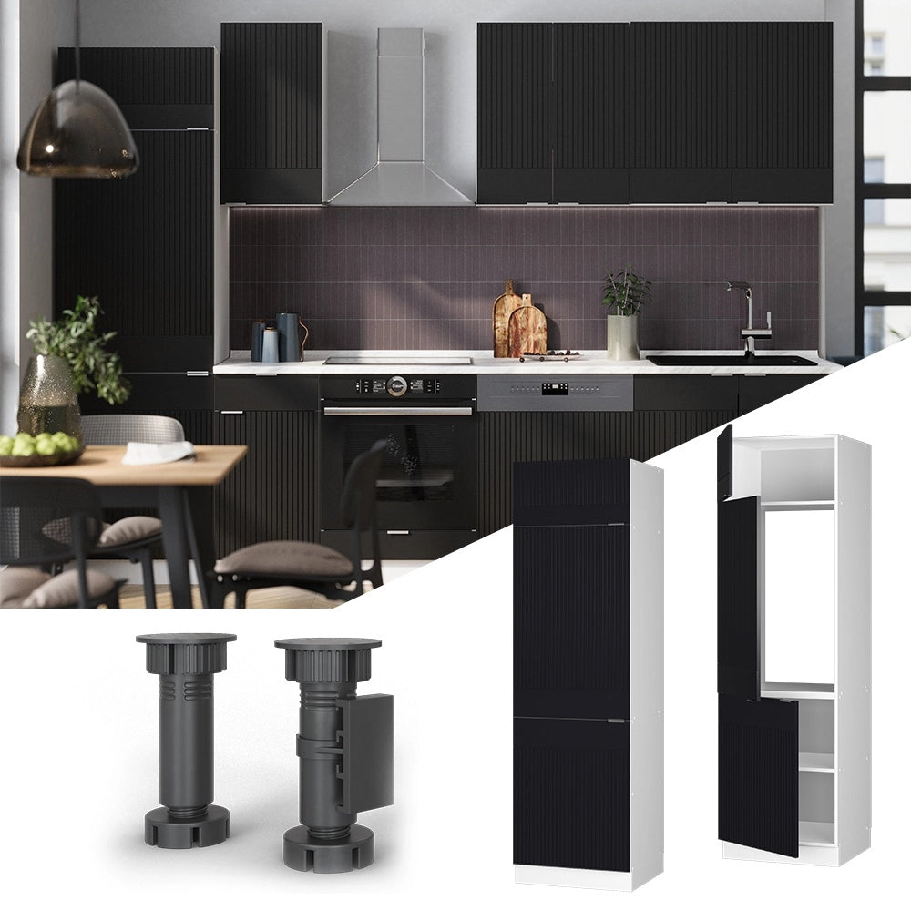 Armadio frigorifero Fame-Line Nero rigato/Bianco 60 cm Vicco