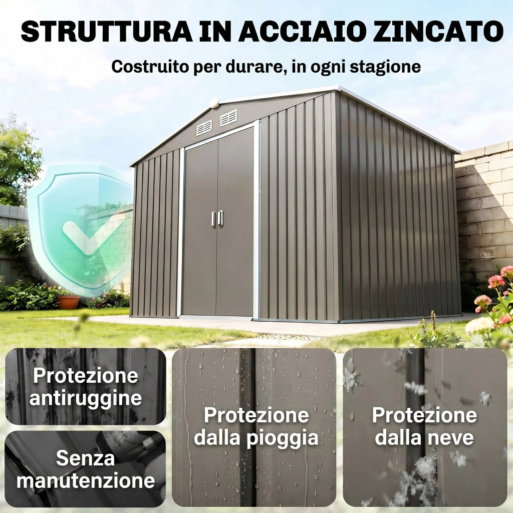 Casetta da Giardino ¨C Zephmum ¨C Grigio 277x195x192 cm