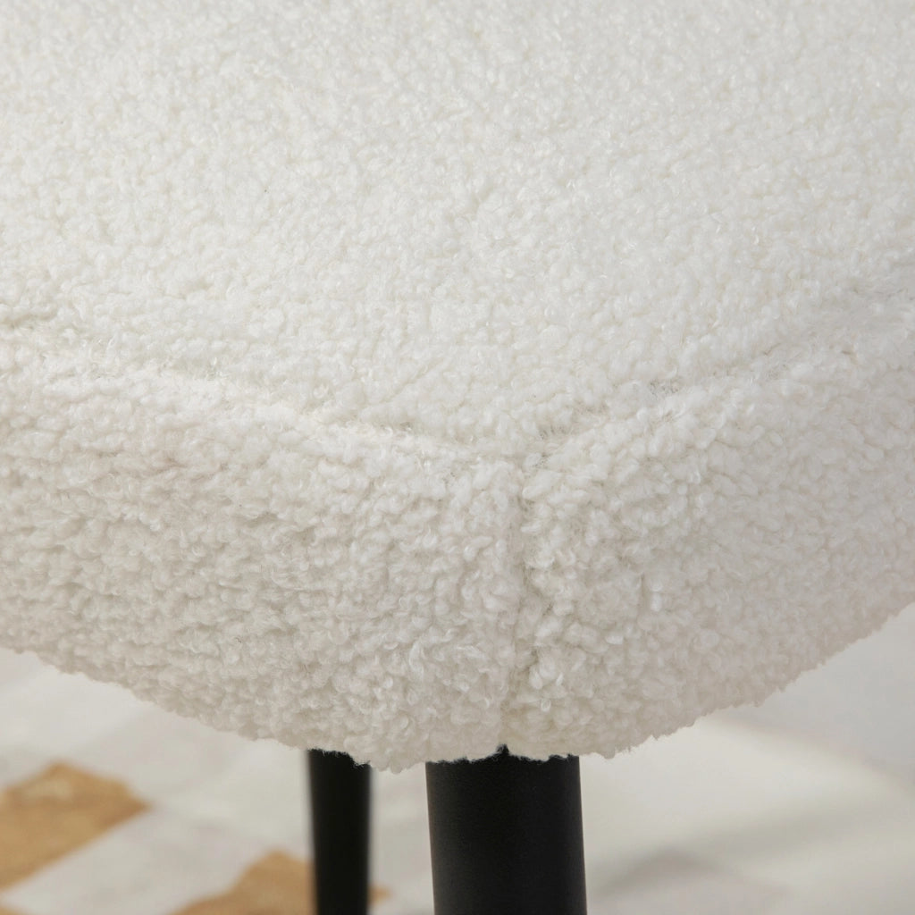 SGABELLO Imbottito 42x42x47 cm Crema, Poliestere, gambe in acciaio