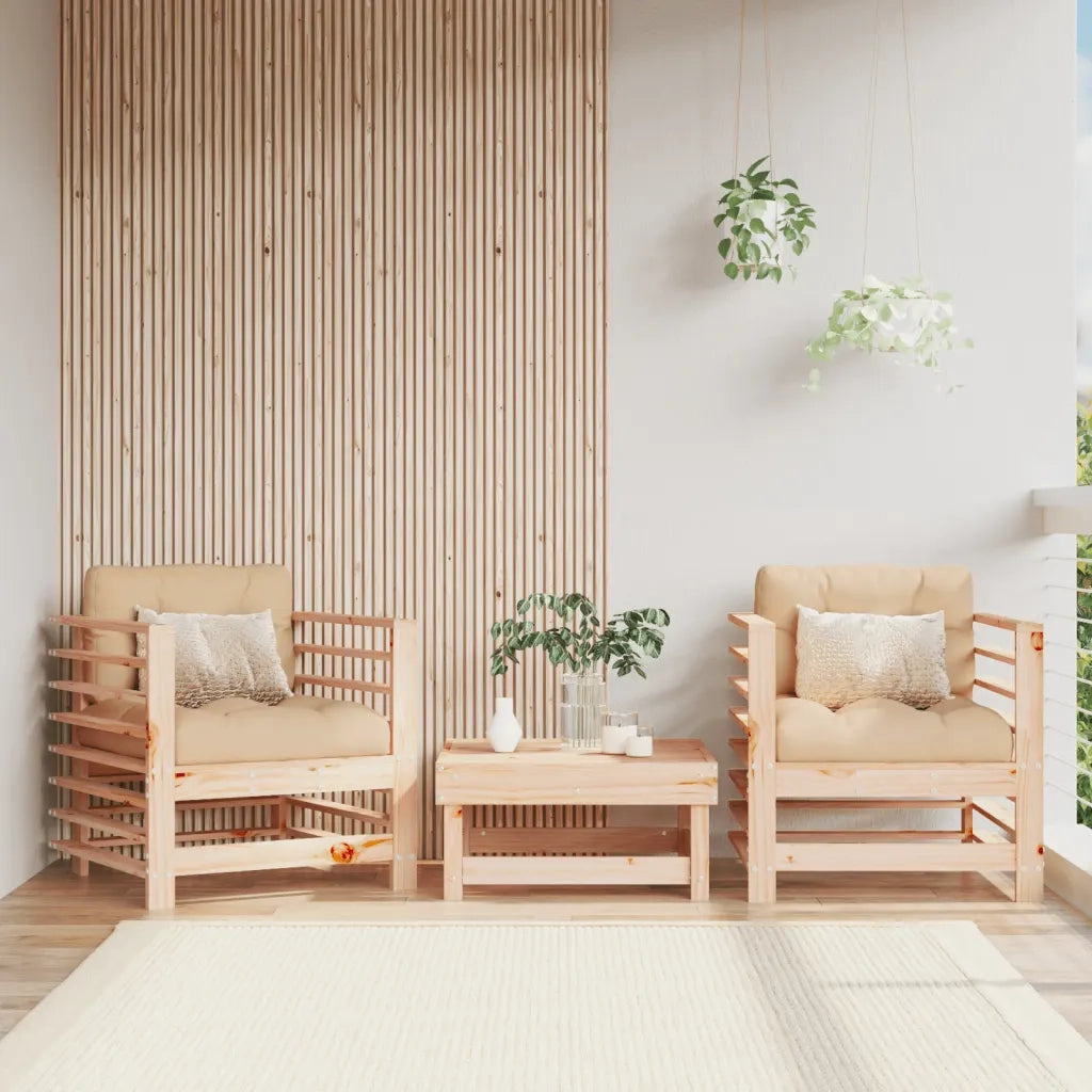 Sedia da patio-Sedie da Giardino con Cuscini 2 pz Legno Massello di Pino 992508