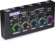 Mixer Audio Compacto 4 Canali per Mono e Stereo – Ideale per Strumenti Musicali e Impostazioni di Palco