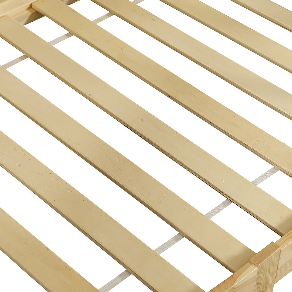 Letto bambino in legno 90x200 cm - Xylo - con tenda rimovibile, doghe, sponde di sicurezza, pino e compensato