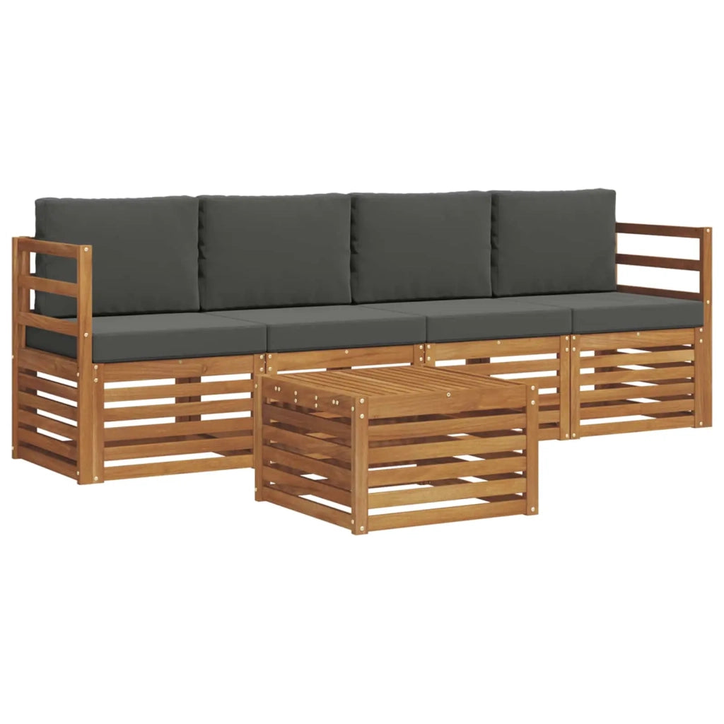 Set di divani da esterno con cuscino 5 pcs Naturale e Antracite