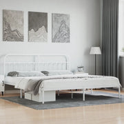 Giroletto con Testiera-Struttura Letto con testiera Metallo Bianco 200x200 cm 435526