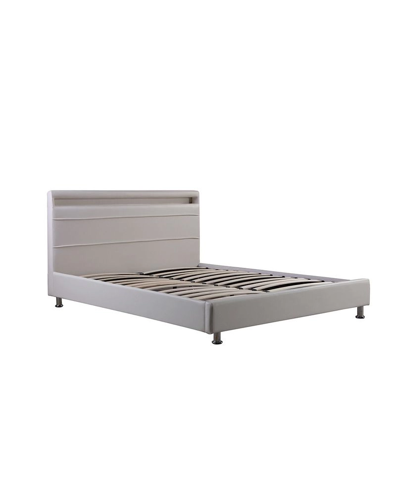 Letto Matrimoniale Moderno Ecopelle Bianco, Led 220x174cm