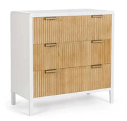 Mobile Cassettiera con 3 cassetti Charley bianco e naturale - 80X40X82H