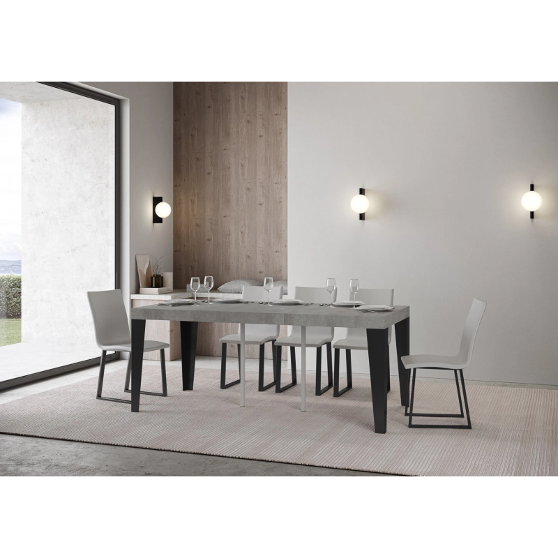 Consolle allungabile 90x40/196 cm Flame Small Premium telaio Antracite - Cemento