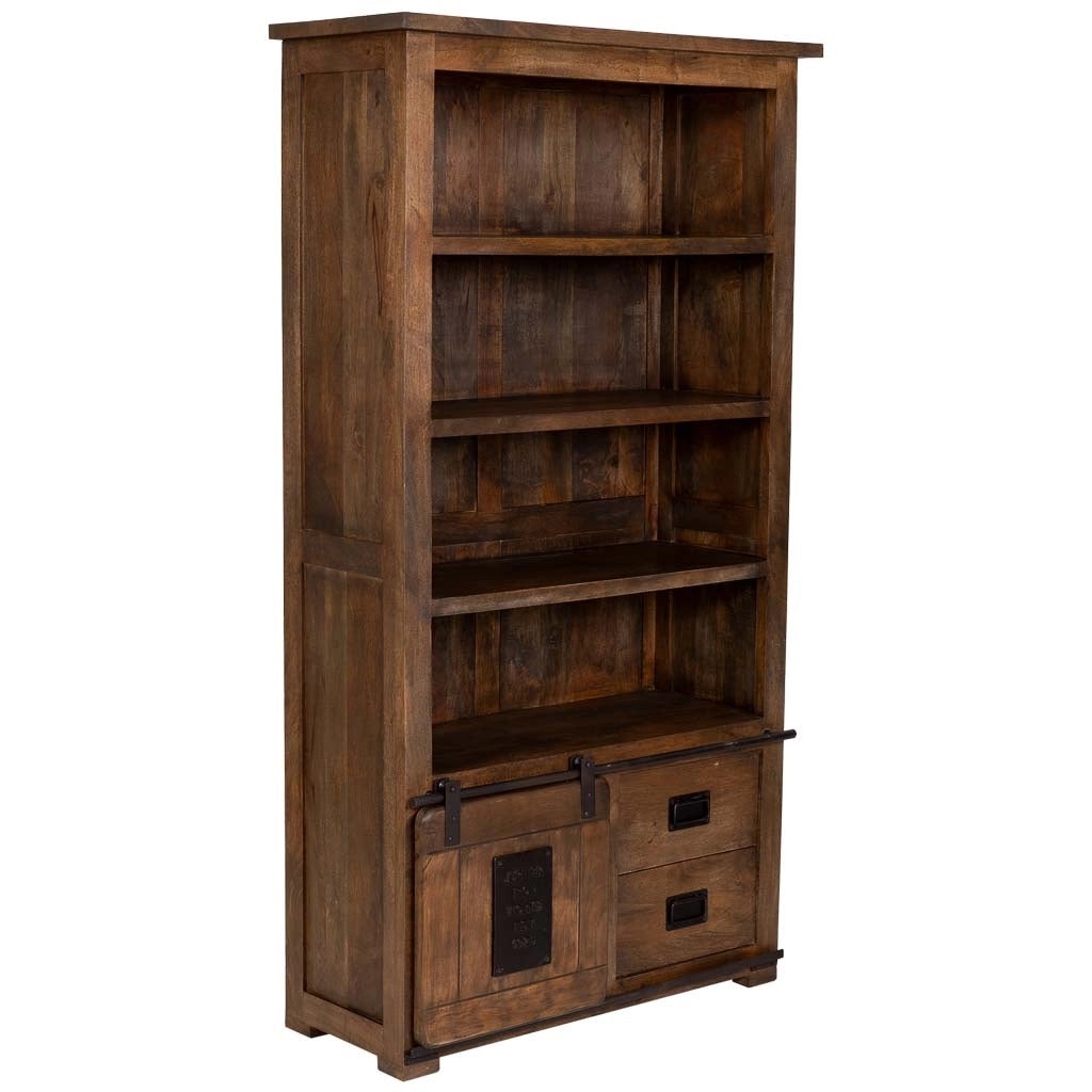 Libreria in legno artigianale marrone 100x40x185h cm