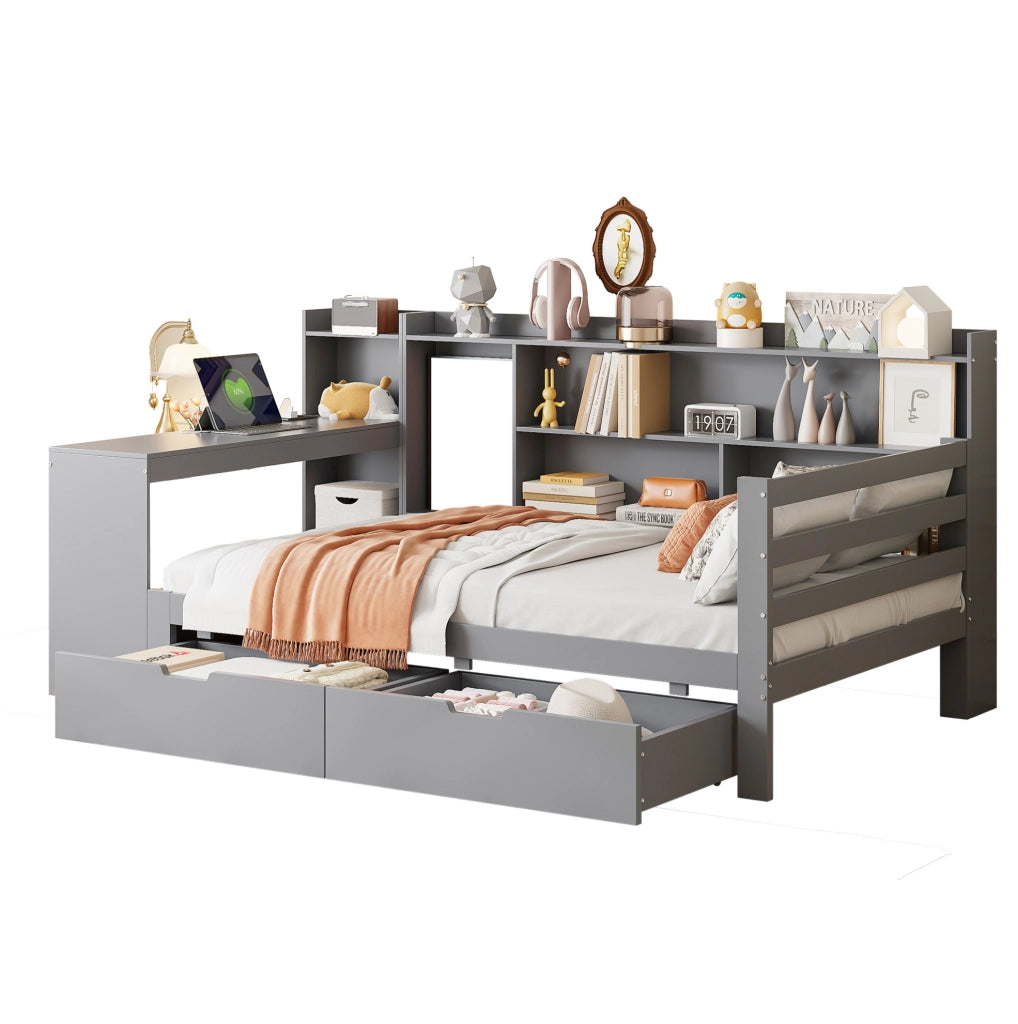 Letto singolo multifunzione 90x200 cm con scrivania e USB