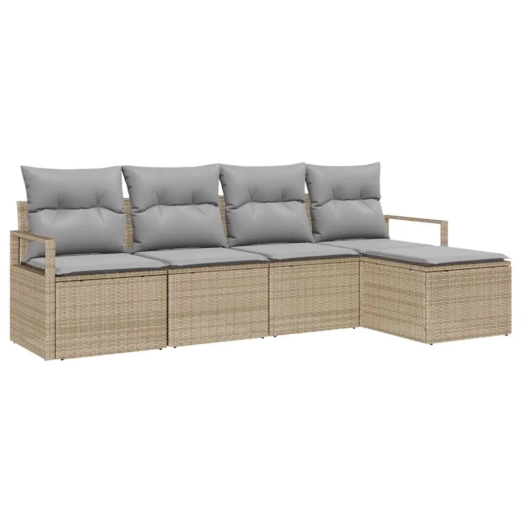 Set di divani con cuscino 5 pcs Beige polyrattan 3346340