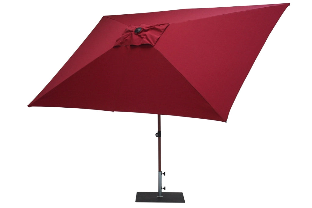 Ombrellone da Giardino 3x2 m Palo Ø38 mm in Alluminio Effetto Legno Tessuto Olefin Trend Wood Bordeaux
