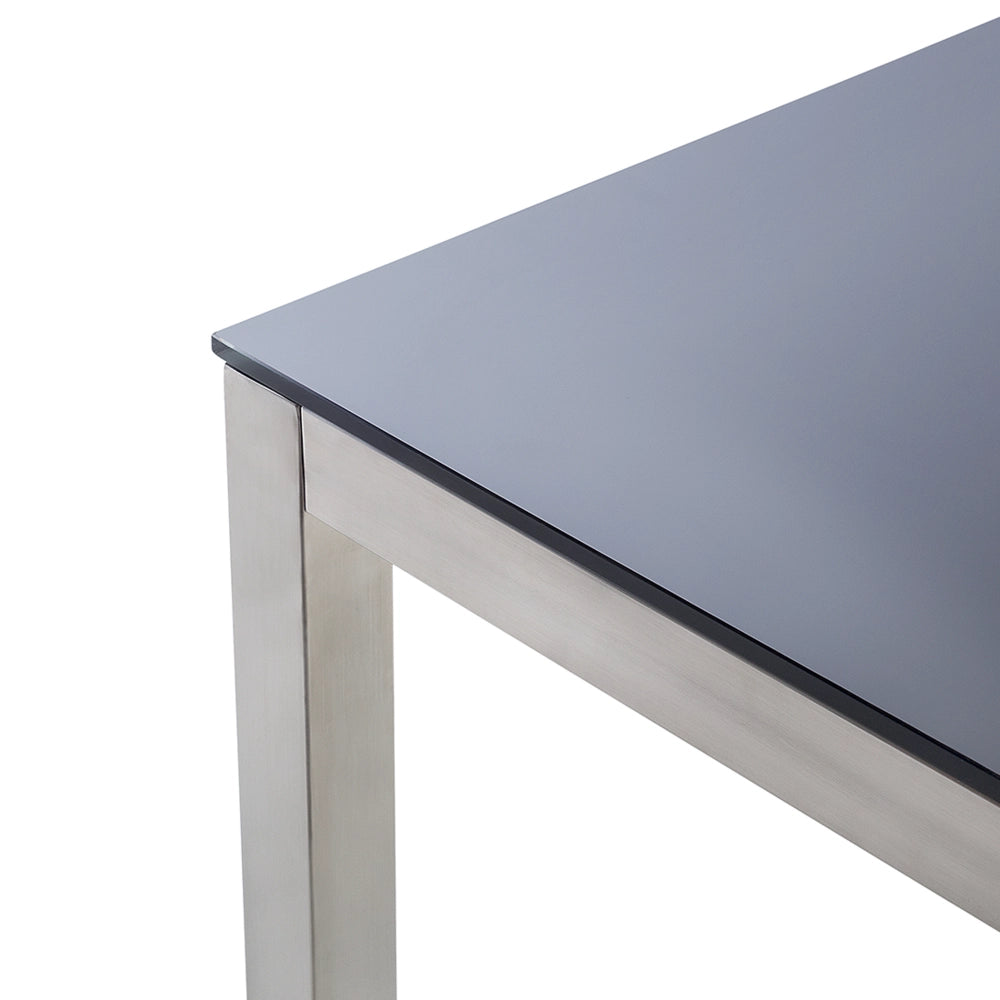 Set da pranzo da giardino beige con piano in vetro Nero 6 posti 180 x 90 cm